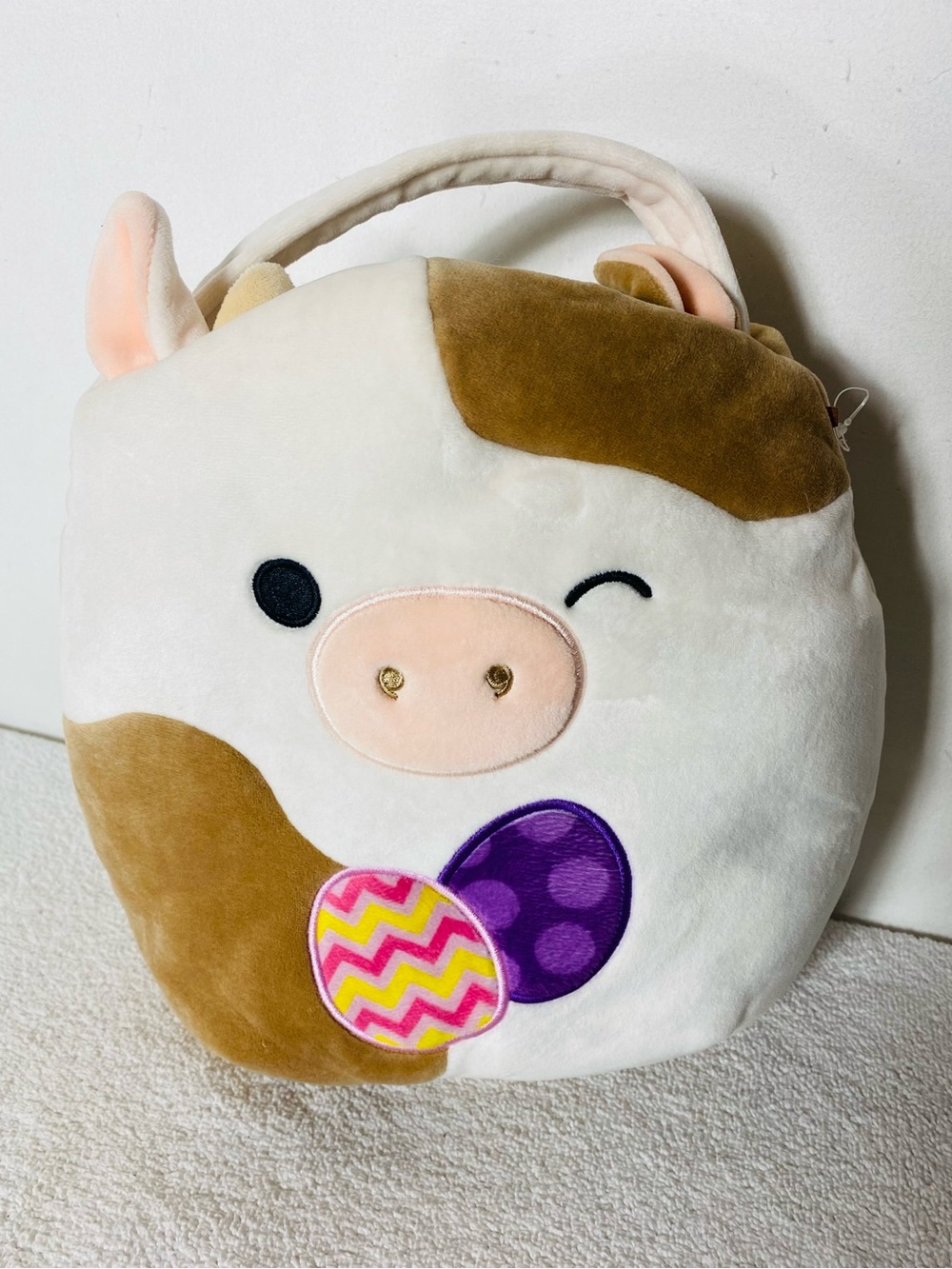 Kellytoy Original Squishmallows 12” Ronnie Cow Easter Egg Treat Pail Plush Toy